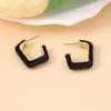 Hong Kong style retro geometric double C fashion circle square minimalist stud earrings, simple and versatile temperament girls earrings