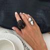 KunJoe 2Pcs/Set New Retro Metal Water Drop Acrylic Ring Women Fashion Geometric Thick Resin Knuckle Rings Set Boho Jewelry