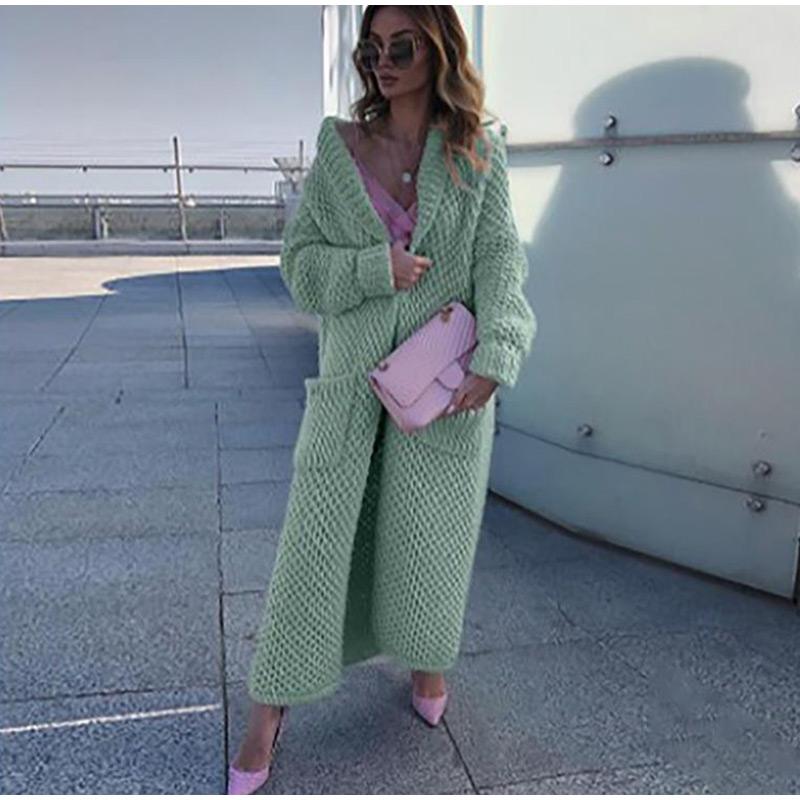 Damen Langarm Strickjacke Pullover Lässige Mode Umlegekragen Weibliche Pendlermäntel Herbst Frühling