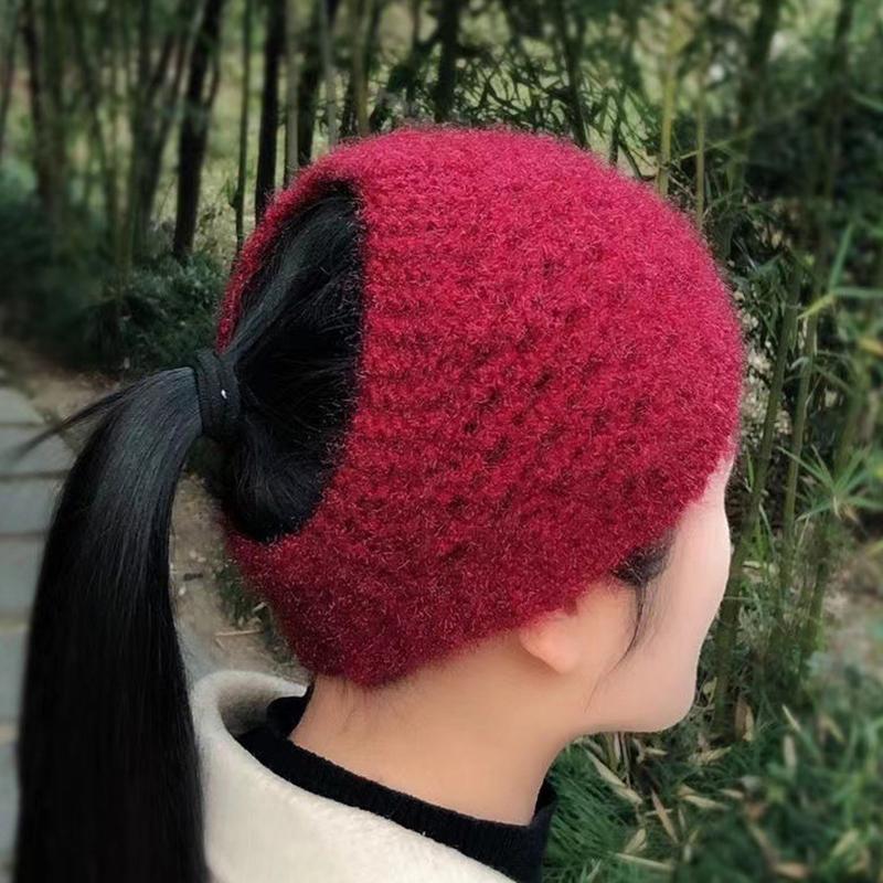 Autumn Winter Warm Knit Headband  Solid Color Elastic Hairbands For Women Girls Windproof Scrunchies Neckerchief Headwear