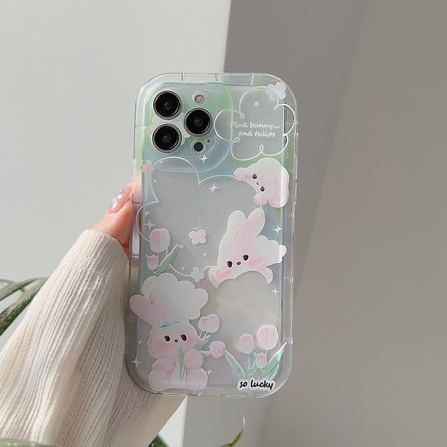 Ins Shiny Bunny Soft Silicone Cute Shell Rabbit Phone Case For Iphone 11 12 Promax 13 14 Pro Max Plus Cartoon Back Cover Capa