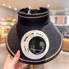 Chapeau de soleil design à sommet vide bord étendu protection solaire intégrale pour tout le visage chapeau avec ventilateur intégré alimenté par énergie solaire circonférence de tête réglable chapeau de paille