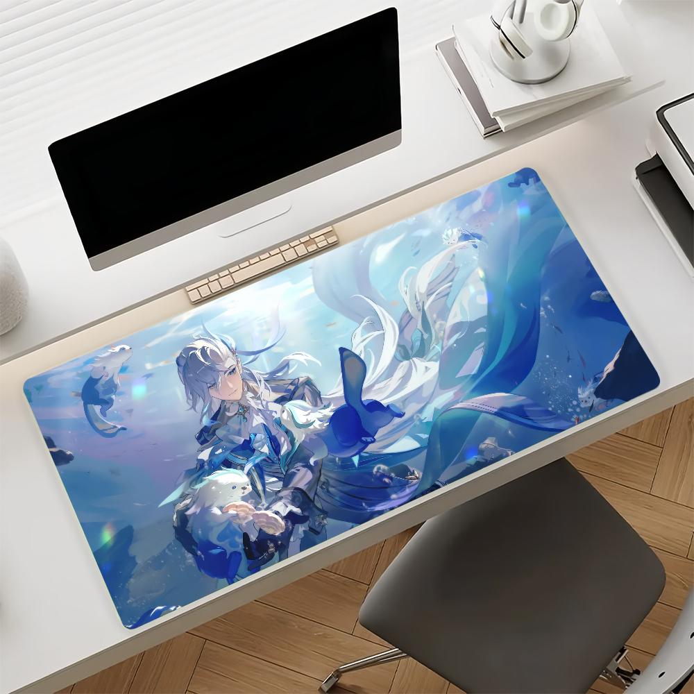 Game Genshin Impact Neuvillette Mouse Pad Non-slip Rubber Gamer Balance Computer Mat Decoracion Deskmat Laptop Office Large