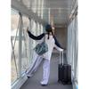 Spring Korean Color Block T-Shirt & Casual Pants Set