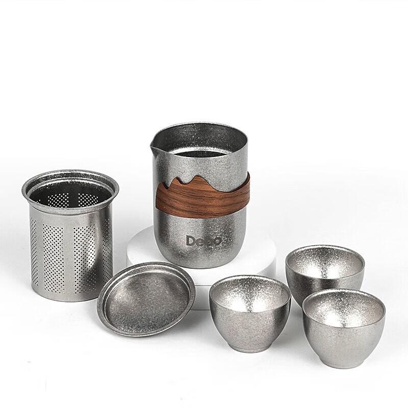 Debo Sandblasted Titanium Portable Tea Set