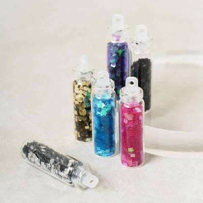6 Small Bottle Glitter Nail Decorations (Transparent Pearl)