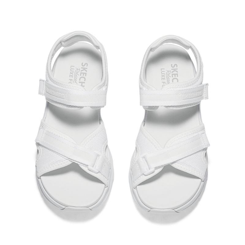 Skechers SPORT COMFORT Sandali da Spiaggia da Donna con Doppio Velcro Bianco 163585-WHT