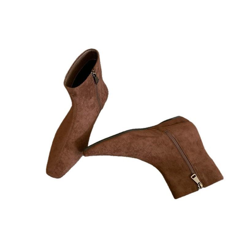 2025 Autumn and Winter New Fashion Versatile Thick Heel Suede Korean Small Ankle Boots Women's Shoes Versatile Low Heel Thin Boots