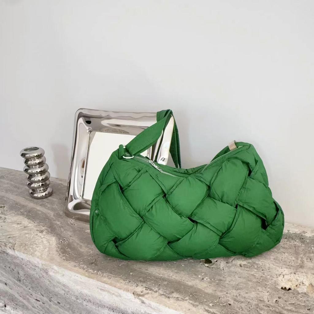 Nylon Filled Cotton Messenger Bag Bag Women'S Large Capacity Lightweight Down Bag Simple Woven Space Cotton Tote Bag