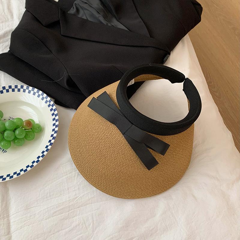 Hat Versatile Style Straw Woven Sweet Bow Portable Comfortable Sun Hatscaps