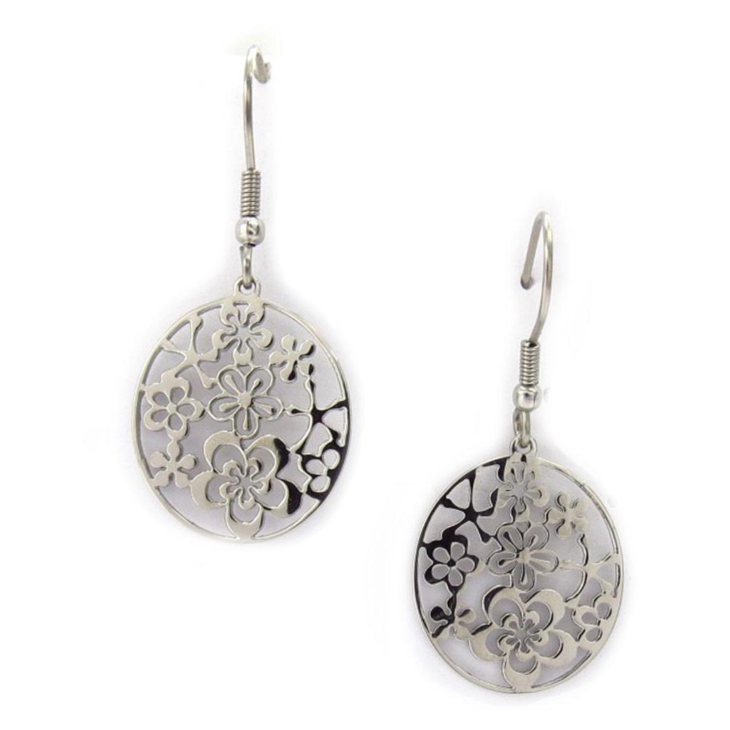 Altesse [K6025] - Boucles acier 'Flora' argenté
