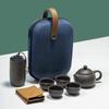 Purple Sand Tea Set Xishi Pot Travel Set Outdoor Tea Making Portable One Pot of Four Cups Activity Supplies