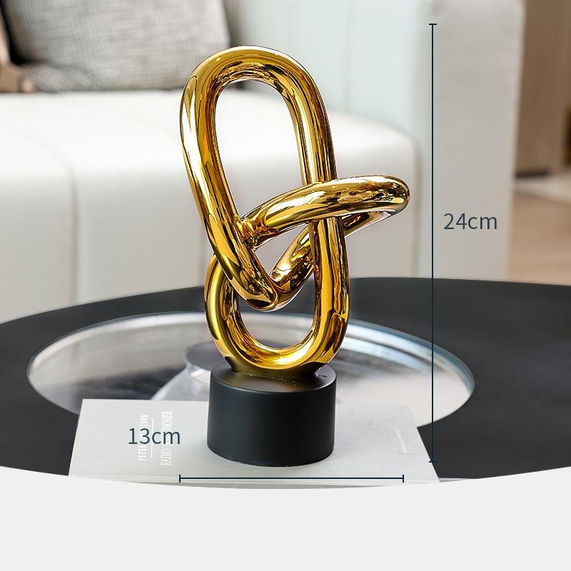 Harzhandwerk Goldene Ringe Ketten Geometrisch gewickelte Skulptur Hohlplastiken Dekorative Figuren Heimdekorationszubehör