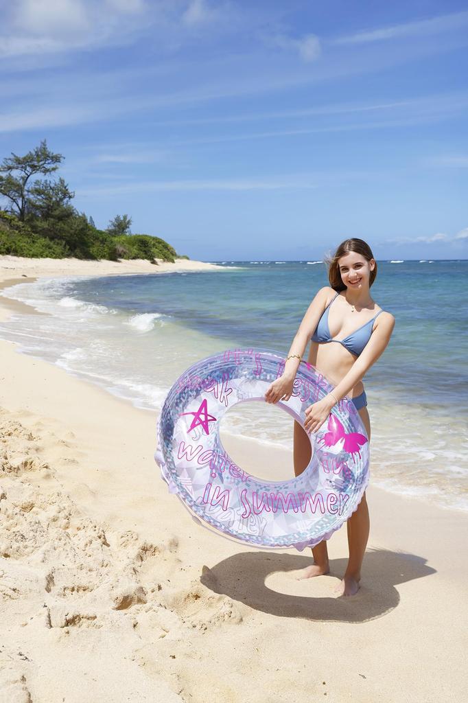 IGARASHI 100cm Inflatable Ring Butterfly Inflatable Ring with Rope and Quick Inflatable New Valve Design RLE-100H [Easy Plug]