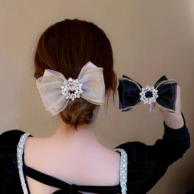 Shiny Rhinestones Bow Hair Accessories Hairpin Crystal Hair Clip for Girls Headdress