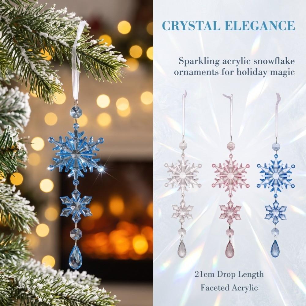 Water Droplet Crystal Style Christmas Snowflake Hanging Acrylic Pendant Outdoor Indoor