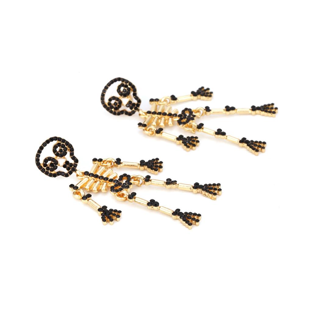 Skeleton Dangle Earrings Colorful Rhinestones Skull Stud Earrings Halloween