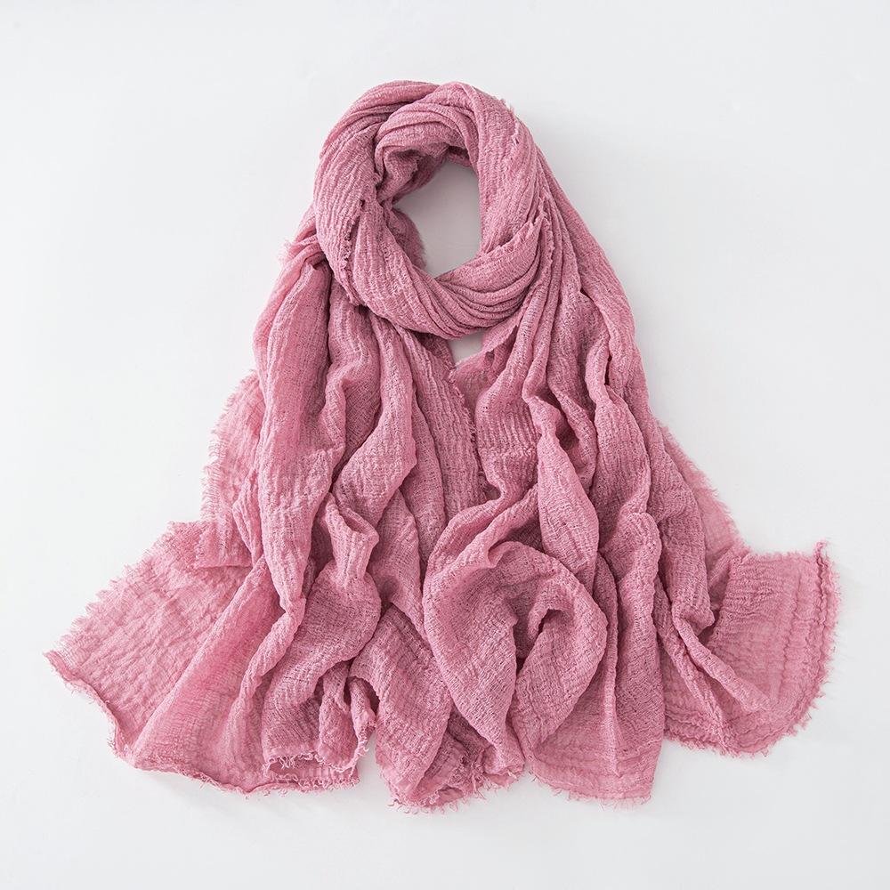 New Cotton Linen Gauze Scarf For Women Girls Spring Autumn Solid Scarves Soft Pashmina Foulard Simple Retro Beard Wrap Shawls