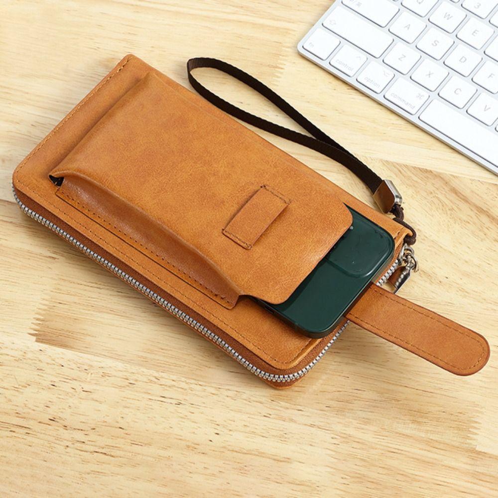 

Multifunction Men s Long Wallet PU Leather Business Coin Purse Clutch Phone Bag Car Key Case коричневий