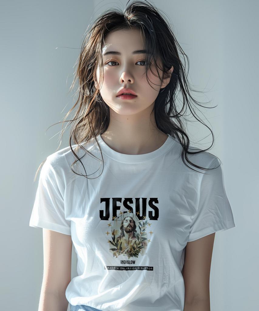 INDIGLOW Jesus Graphic Art Print Short Sleeve Cotton T-Shirt