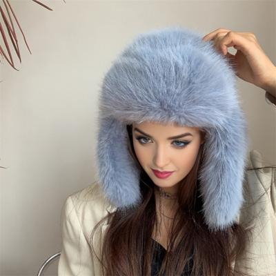 Lei Feng Mütze Einfarbig Imitat Fuchsfell Skimütze Herbst Winter Damen Warme Mütze Outdoor-Aktivitäten Accessoires
