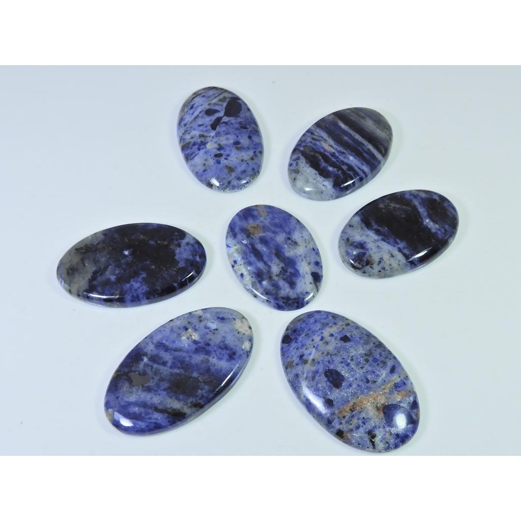 329Cts. Natural Blue Sodalite Oval Cabochon Loose Gemstone 07Pcs Lot 35-41MM C-1509