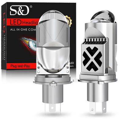 2Pcs Dual Lens H4 LED Headlight Bulbs Mini Projector LED 9003 HB2 Car&Motorcycle Headlamp Hi/Low Beam Light LHD 90000LM 100W 6500K White Plug& Play