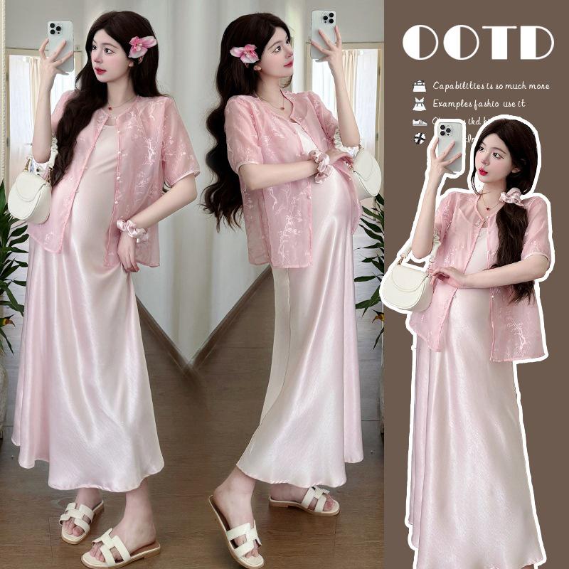 

2025 Summer Chinese Jacquard Cardigan & Camisole Dress Set M
