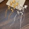 New Bamboo Leaf Fringed Metal Earrings New Chinese Fashion Temperament Earrings Earrings Earrings Earrings Design Sense Niche Earrings