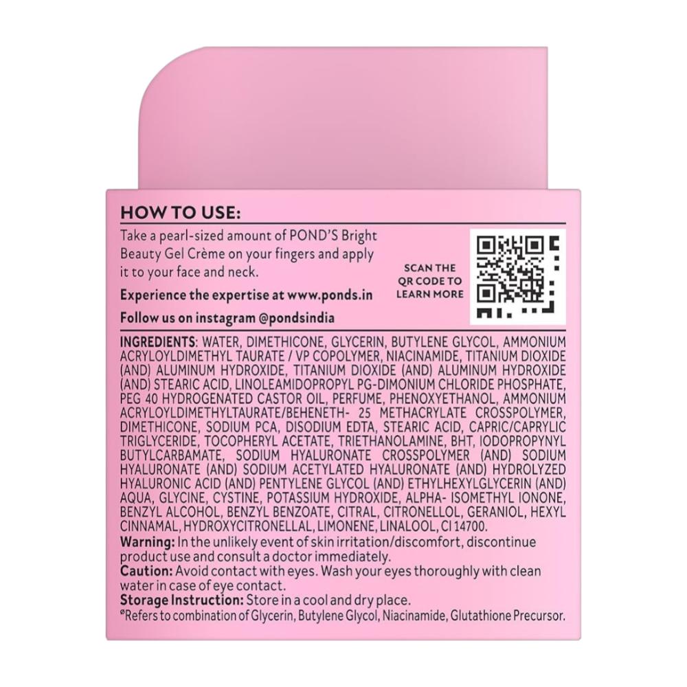 POND'S Bright Beauty Gel Crème With Niacinamide Glutaboost Complex For Dark Spots & Radiant Skin 50g Lightweight Moisturizer