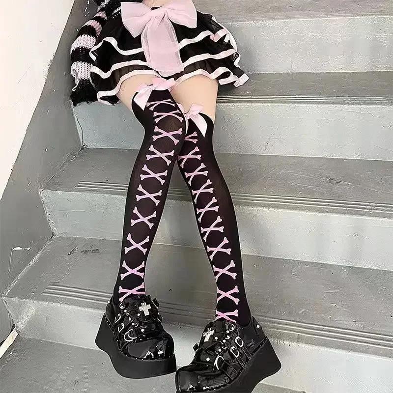Goth Big Spider Pattern Silk Stockings Gothic Vintage Dark Fishnet Tights Women Emo Alternative Sexy Spider Web Witch Pantyhose