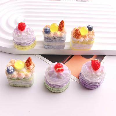 3D Miniature Resin Fruit Cake Ornaments - DIY Jewelry & Shop Toy