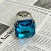 Rhinestone Crystal Square Rhinestone Ring Adjustable Size Large Crystal Ring  Party Accessories