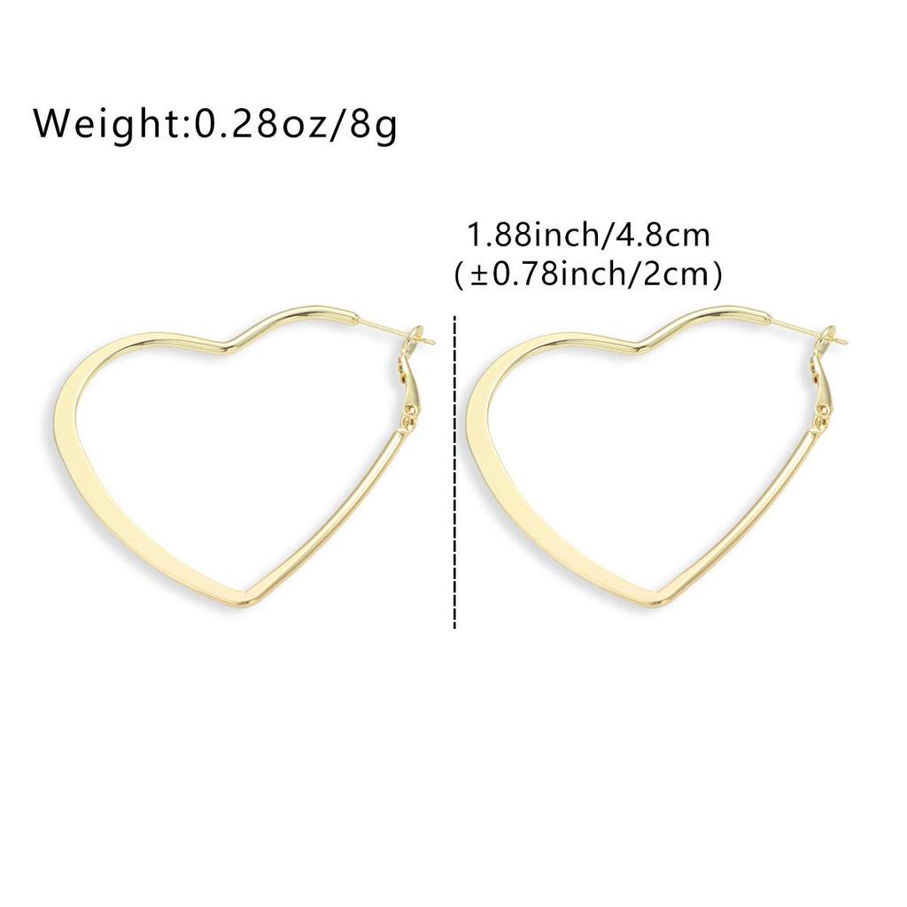 Polished Copper Hollow Heart Spring Hoop Earrings - Simple Gold Women's Earrings