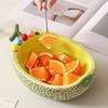 Hami Melon Shape Fruit Bowl with Fork Large Capacity Cute Toothpick with Holder Fruit Insert