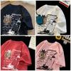 2026 Men Women T Shirt Pullover Oversize Korean Version Cartoon Cat Group Printed Tshirt Casual Short Sleeve Couples Tshirt