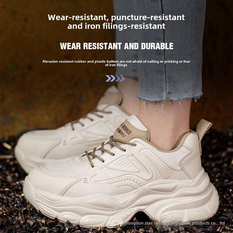 female industrial steel toe safety shoes woman breathable work shoes Lightweight Sneakers fashion spring/summer work sneakers