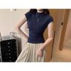 Design Sense Solid Color Slim-fitting Short-sleeved T-shirt Women's Summer New Thin and Versatile Student Semi-turtleneck Trendy