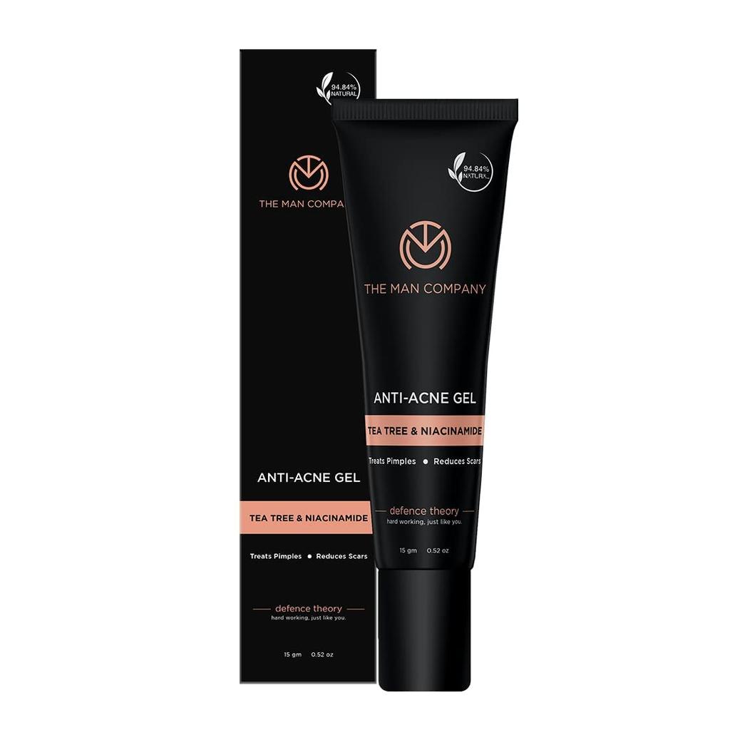 The Man Company Anti-Acne Gel for Men with Neem, Tea Tree & Niacinamide, Reduces Scars, 92.95% Natural, Provides Cooling Effect, 15g