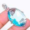 Swiss Blue Topaz Gemstone Handmade 925 Sterling Silver Jewelry Pendant 1.77"