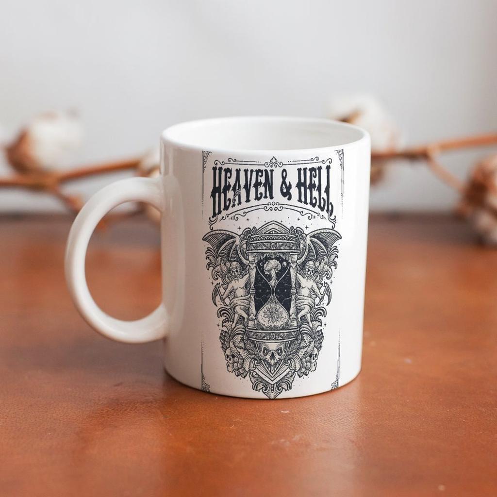 11oz Weiße Keramiktasse mit Hitzebeständigem Körper und Beidseitigem Druck, Glatter Griff für Heiße Getränke und Bürogebrauch