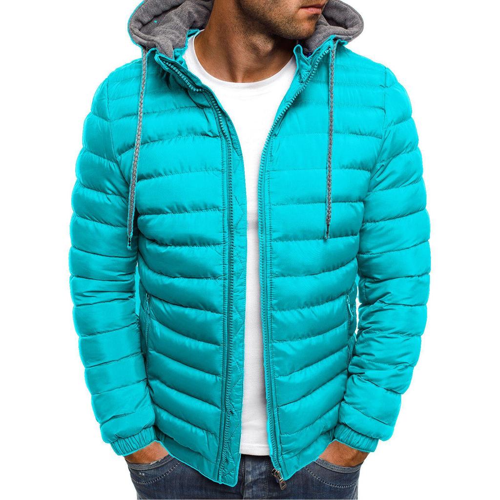 Men's Solid Color Fashionable Hooded Cotton Jacket