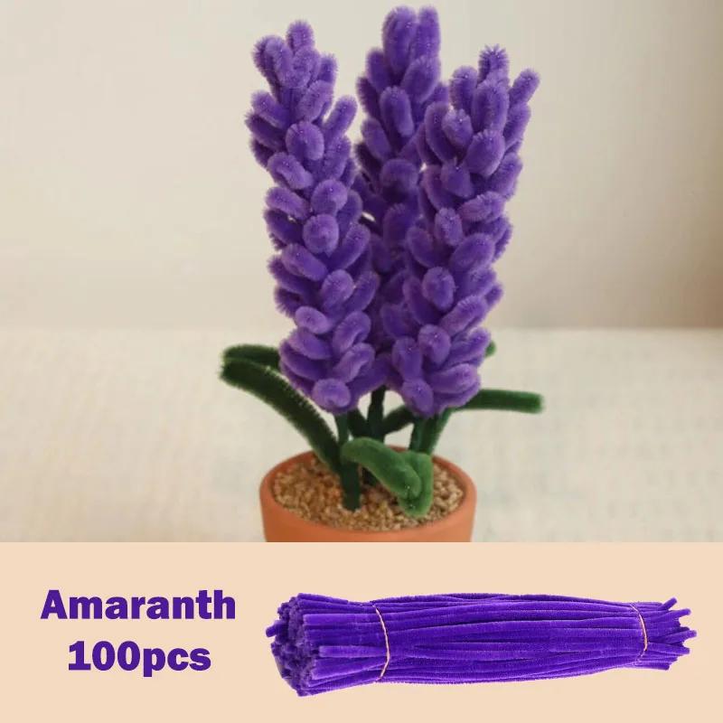 100Pcs Colorful Chenille Stems Pipe Cleaners Plush Tinsel Stem Wired Twist Sticks Hair Strip Diy Craft Educational Toys Handmade