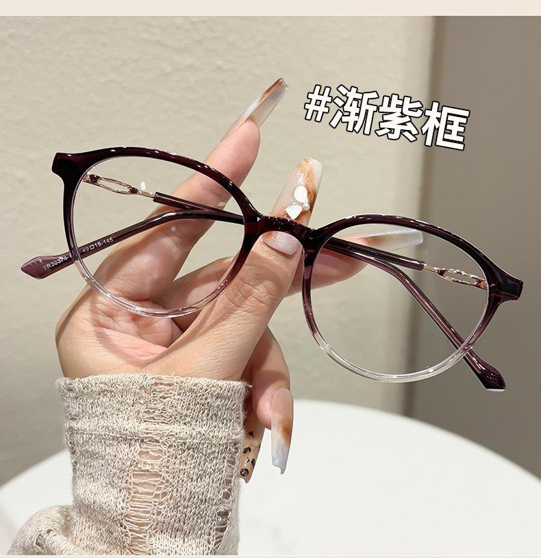 Oval small frame cold tea myopia glasses female plain artifact Internet celebrity thin anti-blue flat mirror