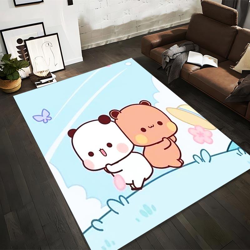

Cute Cartoon Panda and Bear Design Carpet with Butterflies and Sky Background Suitable for use as an anti-slip1 for1room and bedroom sofas 40x60cm( 15x23in )