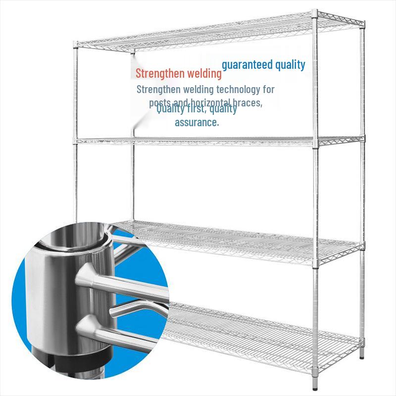Chrome Plated Stainless Steel Wheeled Wire Mesh Storage Rack