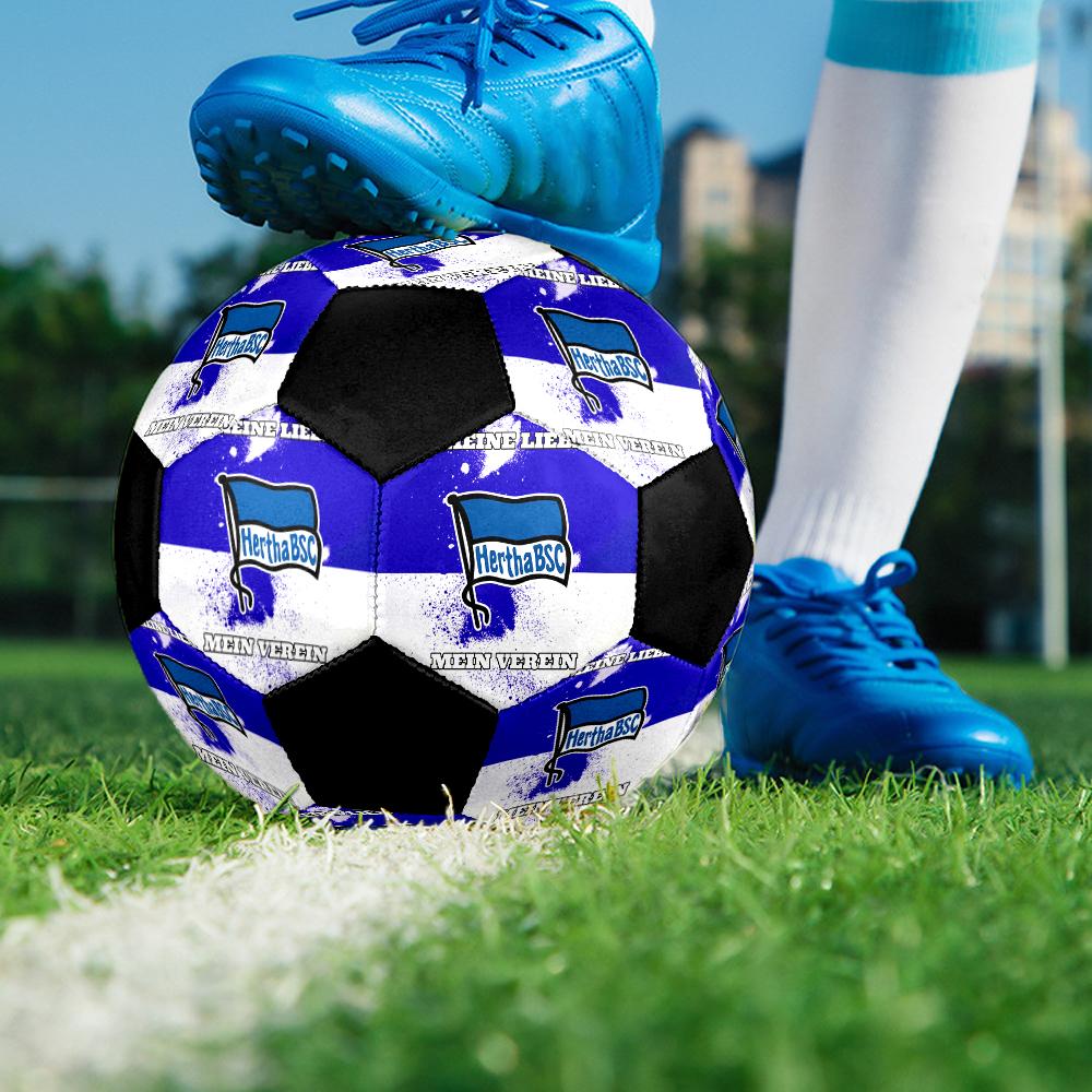 Hertha Bsc 9 Indoor Soccer Ball Colorful Machine Stitched PVC Size 5 Team Training Competition Ready Durable High-Bounce Cool Sports Gift