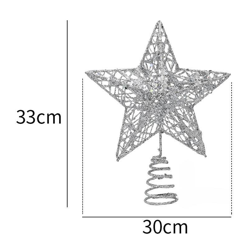 Five Pointed Star Iron Decoration, Tree Top Star Glitter, Vertical Five Pointed Star, Christmas Decoration Supplies