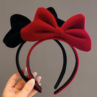Bowknot Headband Elegant Velvet Bow Hair Band Girls Hairband Party Cute Hair Hoop Headwear Hair Accessories Women Large