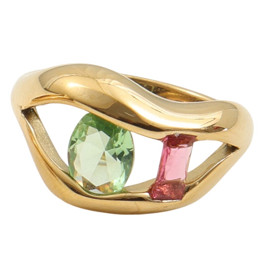 Multicolor Cubic Zirconia Fashion Rings Sturdy Titaniums Steel Jewelry 3 Sizes Elegant Gifts Decoration for Women